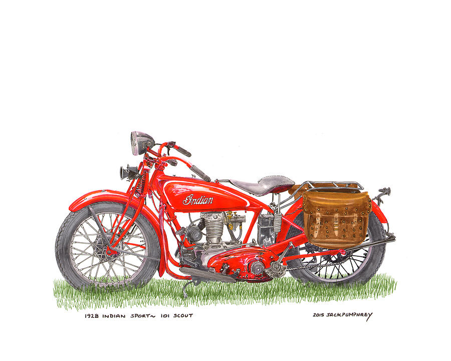 1928 Indian Sport 101 Scout Painting by Jack Pumphrey