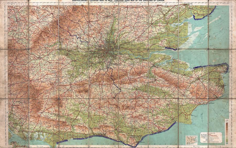 1928 Map of the Environs of London England  Photograph by Paul Fearn