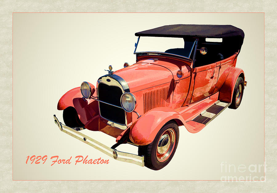 1929 Ford Phaeton Antique Car in Red Color Painting 3498.02 Painting by M K Miller