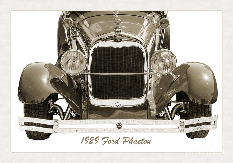 1929 Ford Phaeton Classic Antique Car Front End in Sepia  3501.0 Photograph by M K Miller