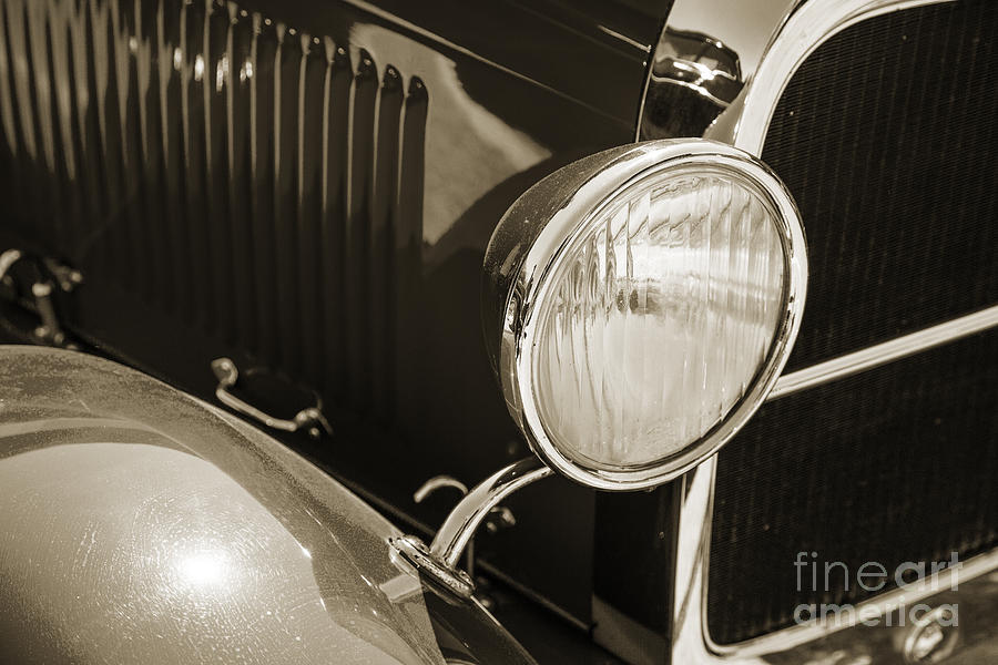 1929 Ford Phaeton Classic Antique Car Headlight in Sepia 3507.01 Photograph by M K Miller