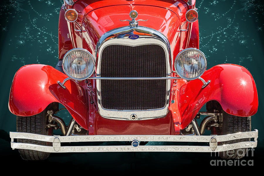 1929 Ford Phaeton Classic Car Front End Antique in Red Color 351 Photograph by M K Miller