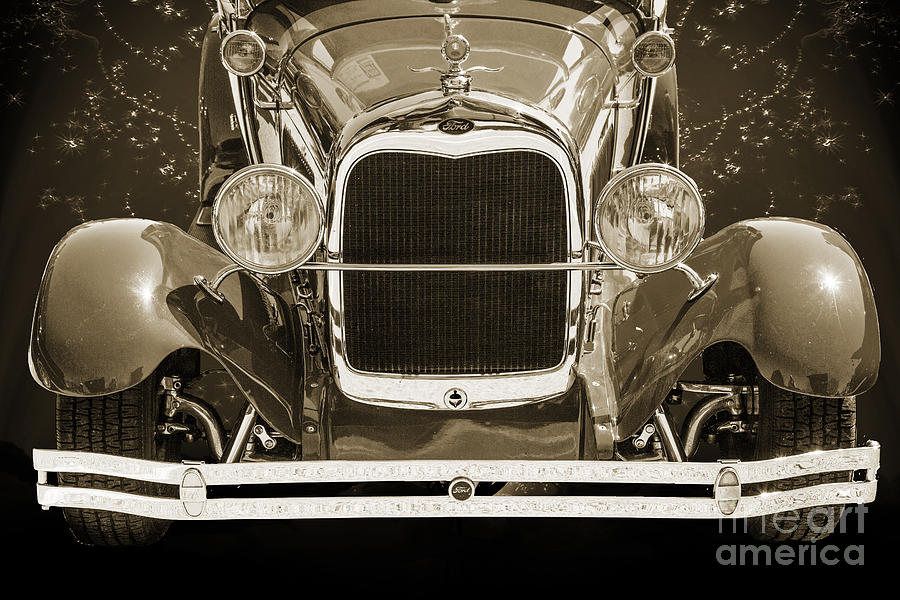 1929 Ford Phaeton Classic Car Front End Antique in Sepia 3512.01 Photograph by M K Miller