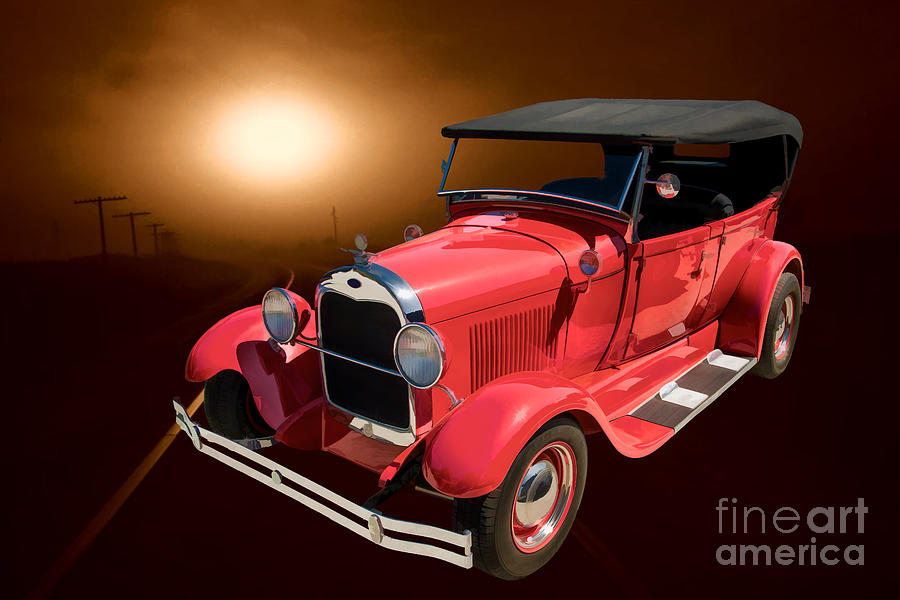 1929 Ford Phaeton Classic Car in Moonlight Painting 3499.02 Painting by M K Miller