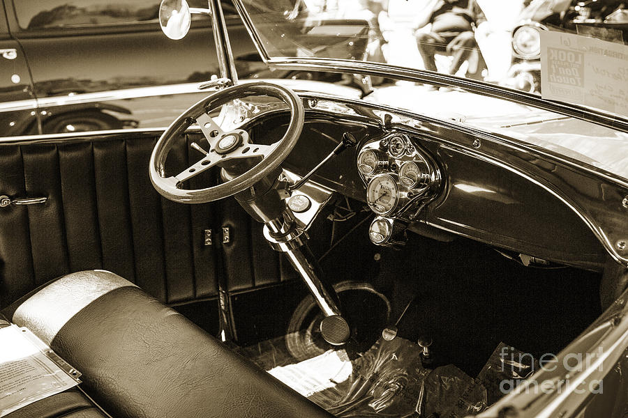 1929 Ford Phaeton Classic Car Interior Antique in Sepia 3509.01 Photograph by M K Miller
