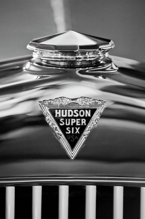 Black And White Photograph - 1929 Hudson Cabriolet Hood Ornament 2 by Jill Reger
