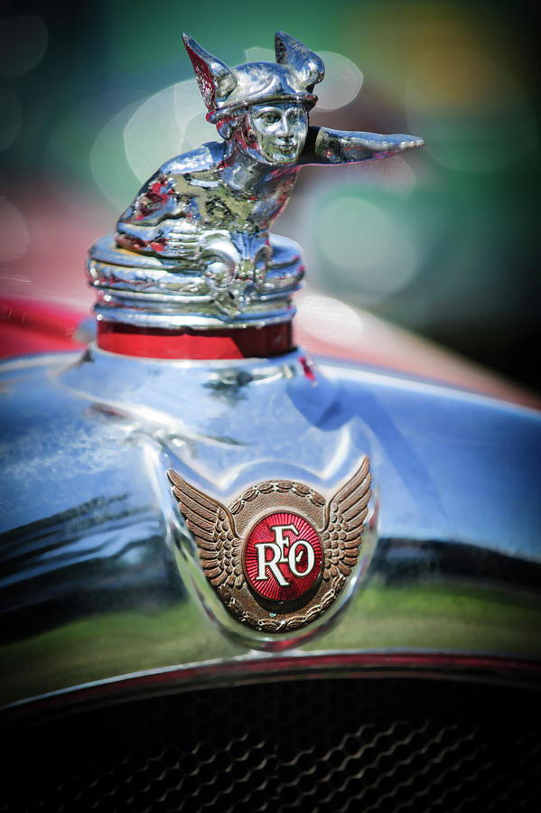 Car Photograph - 1929 REO Flying Cloud Master Sport Roadster Hood Ornament - Emblem -0826c by Jill Reger