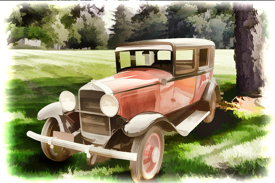1929 Willys Knight Vintage Classic Car Automobile Painting Fine  Painting by M K Miller