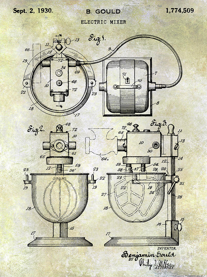 1930 Electric Mixer Patent Photograph by Jon Neidert