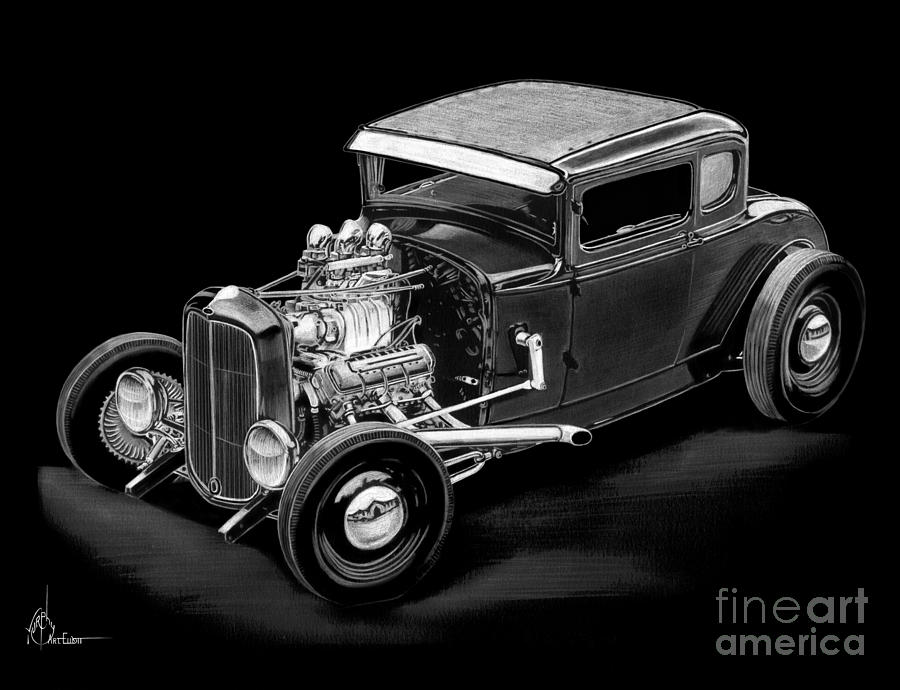 1930 Ford Drawing by Murphy Elliott