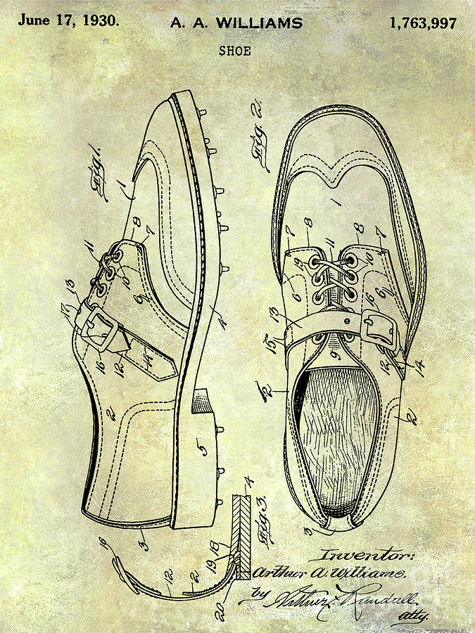 1930 Golf Shoe Patent Photograph by Jon Neidert
