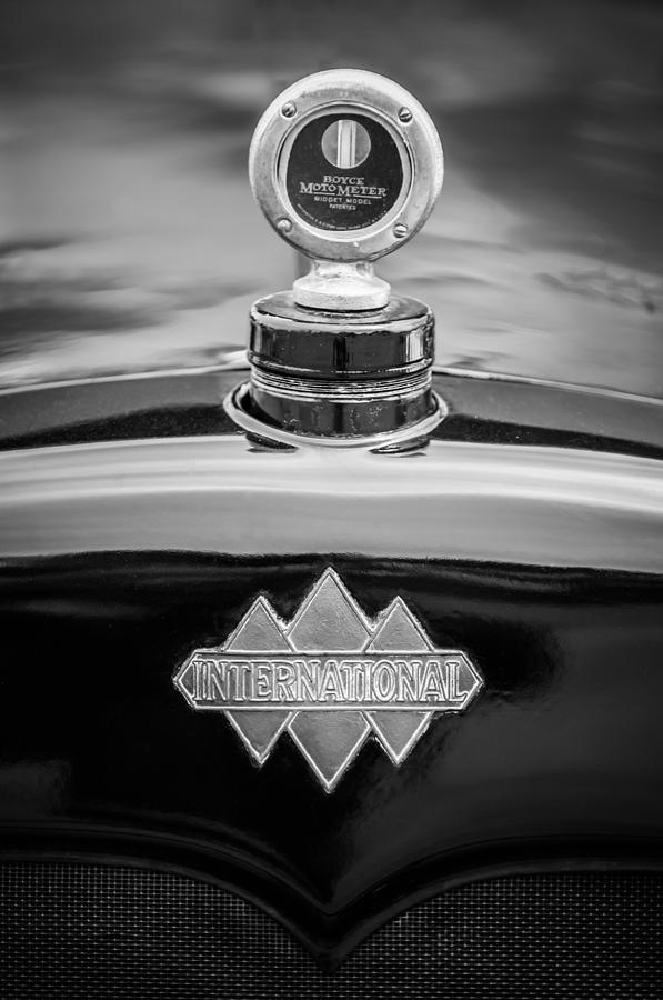 1930 International Six Speed Special Pickup Hood Ornament - Moto Meter -1976bw Photograph by Jill Reger