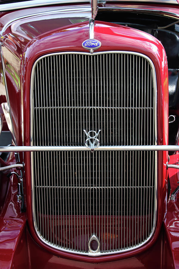 Vintage Photograph - 1930 Red Ford Model A-Grill-8885 by Gary Gingrich Galleries