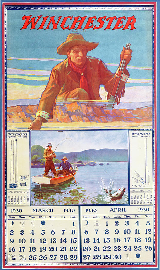 1930 Winchester Repeating Arms And Ammunition Calendar Painting by Lynn Bogue Hunt