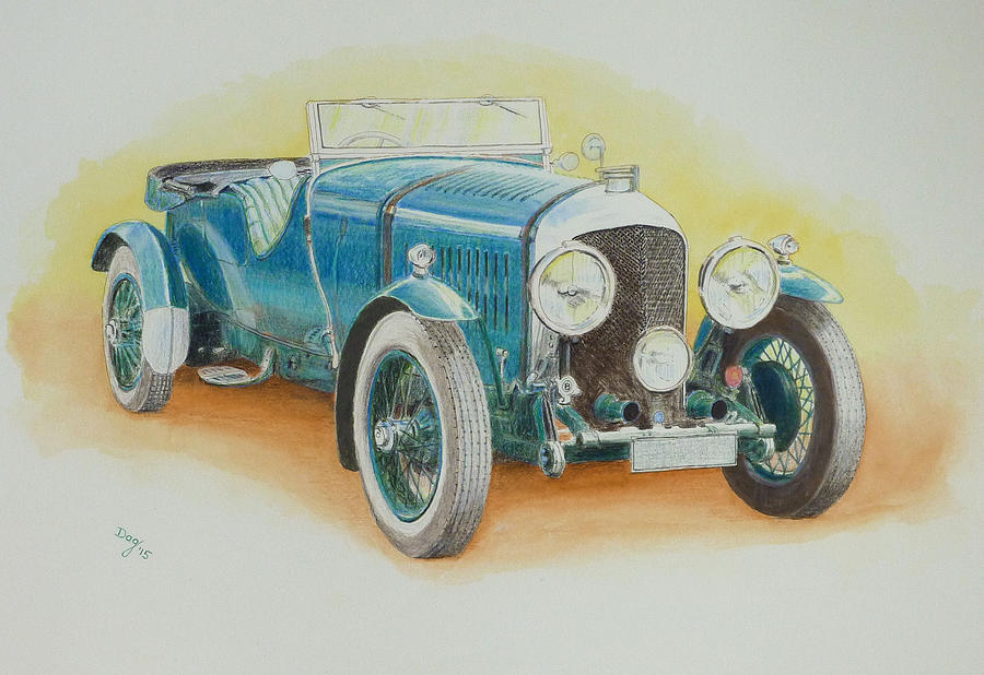 Vintage Painting - 1930s BENTLEY SPORTS CAR by David Godbolt