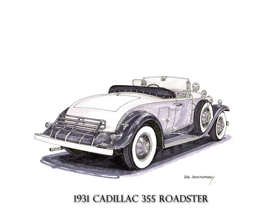 1931 Cadillac 355 Roadster Painting by Jack Pumphrey