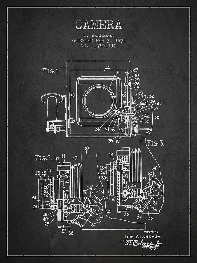 Vintage Digital Art - 1931 Camera Patent - Charcoal by Aged Pixel