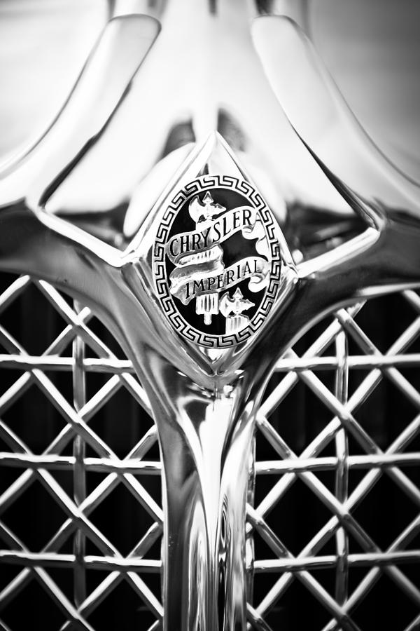 1931 Chrysler Cg Imperial Lebaron Roadster Grille Emblem -2664bw46 Photograph by Jill Reger