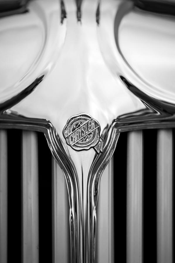 1931 Chrysler Coupe Grille Emblem -2072bw Photograph by Jill Reger