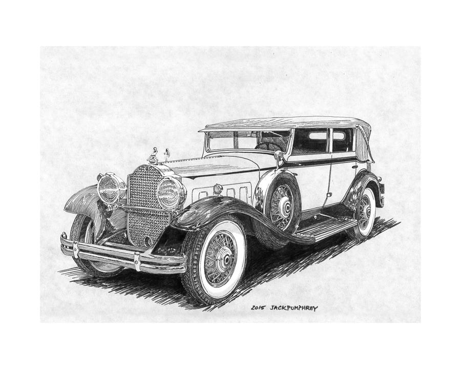 1931 Packard Custom Convertible Sedan Drawing by Jack Pumphrey