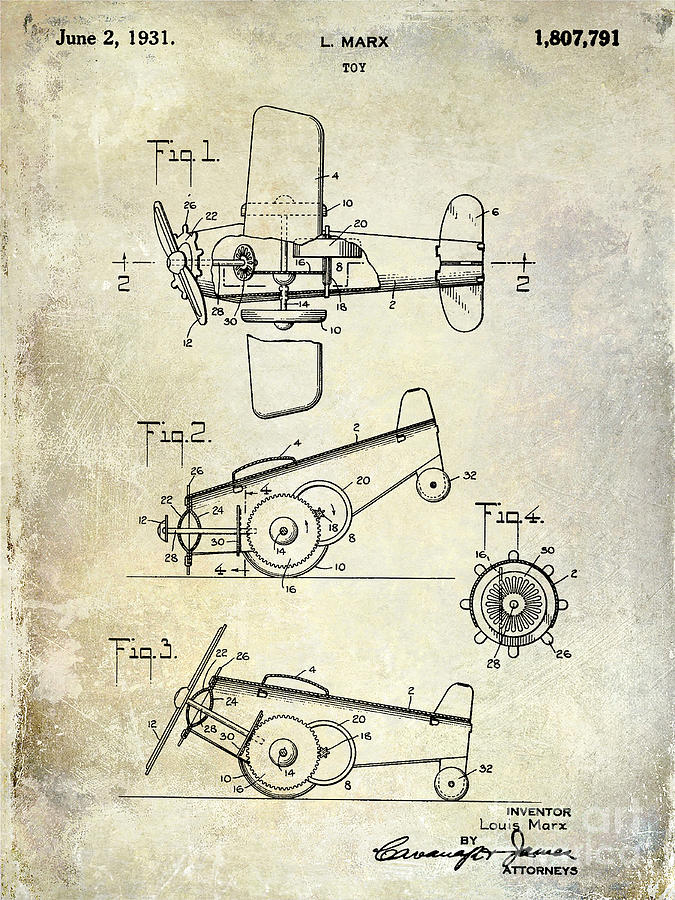 1931 Toy Airplane Patent Photograph by Jon Neidert