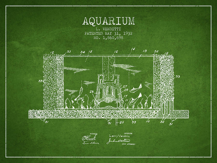 1932 Aquarium Patent - Green Digital Art
