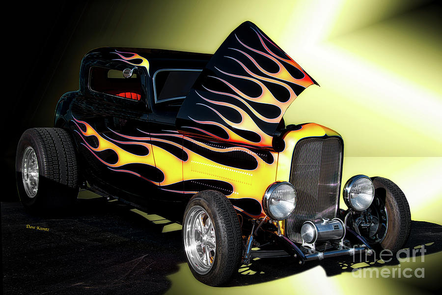 1932 Ford 3 Window Coupe with Flames Photograph by Dave Koontz - Pixels