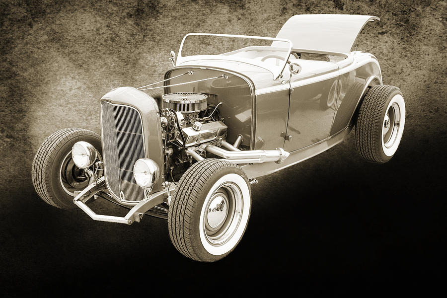 1932 Ford Roadster Sepia Posters and Prints 015.01 Photograph by M K Miller