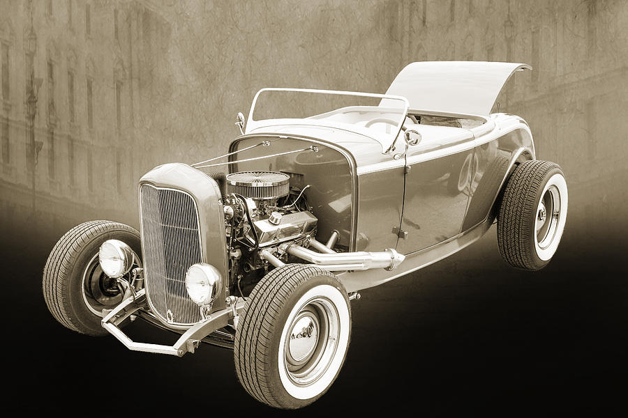 1932 Ford Roadster Sepia Posters and Prints 017.01 Photograph by M K Miller
