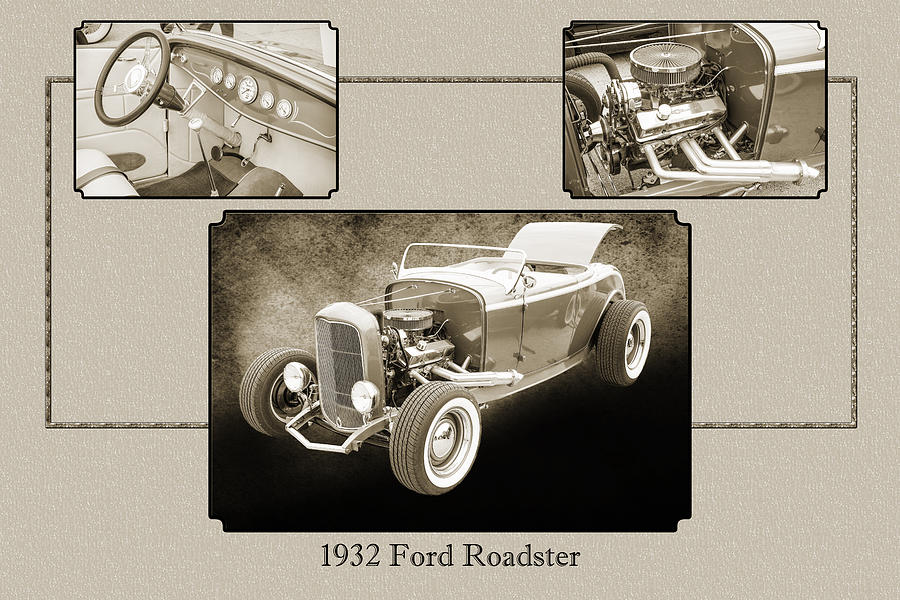 1932 Ford Roadster Sepia Posters and Prints 020.01 Photograph by M K Miller