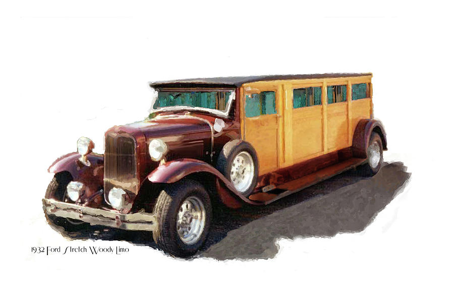 1932 Ford  Stretch Woody Digital Art by Brenda Leedy