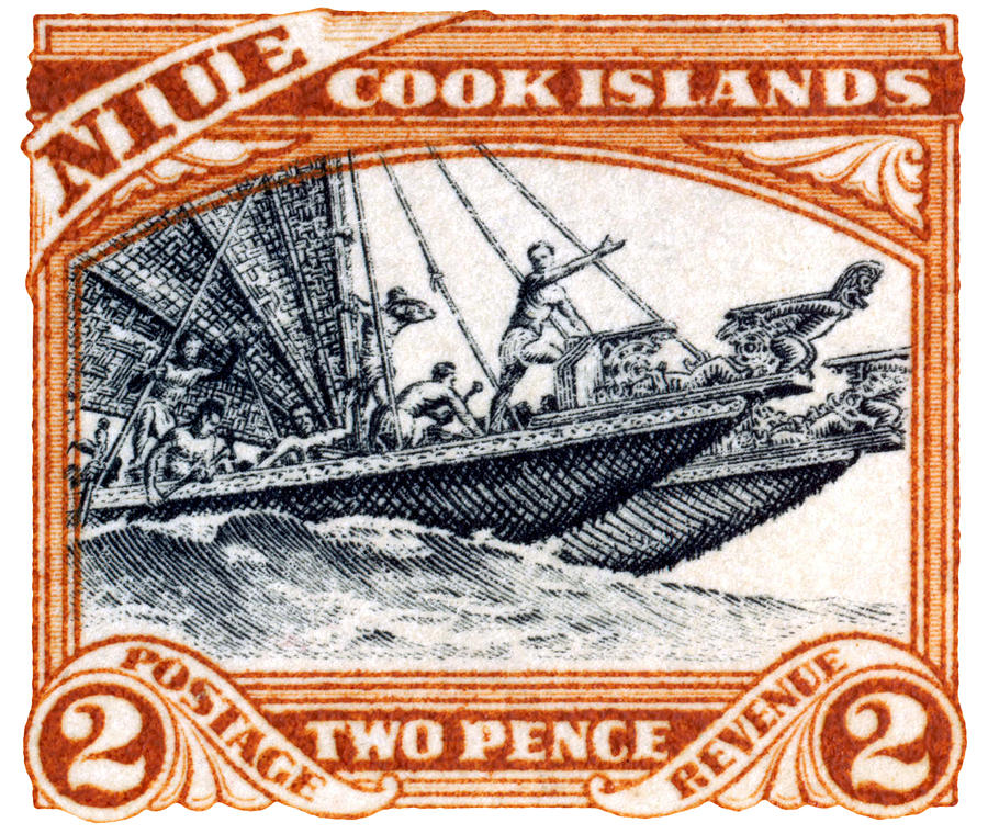 Vintage Painting - 1932 Niue Island Stamp by Historic Image
