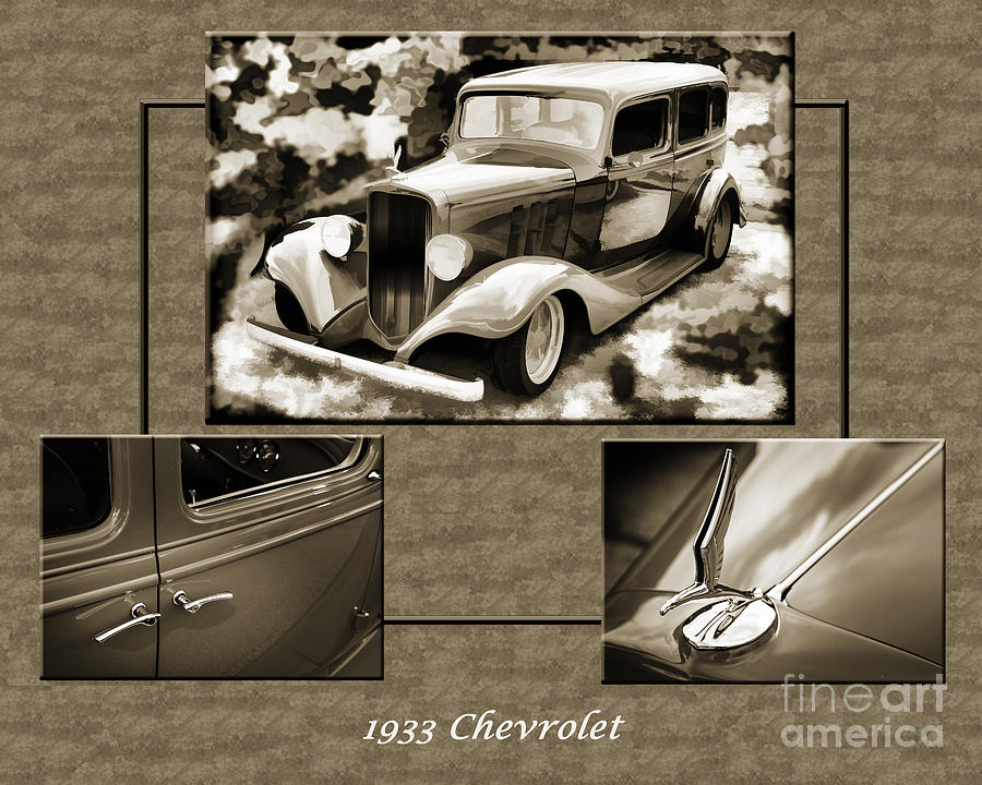 1933 Chevrolet Chevy Sedan Classic Car Collage in Color 3516.02 Photograph by M K Miller
