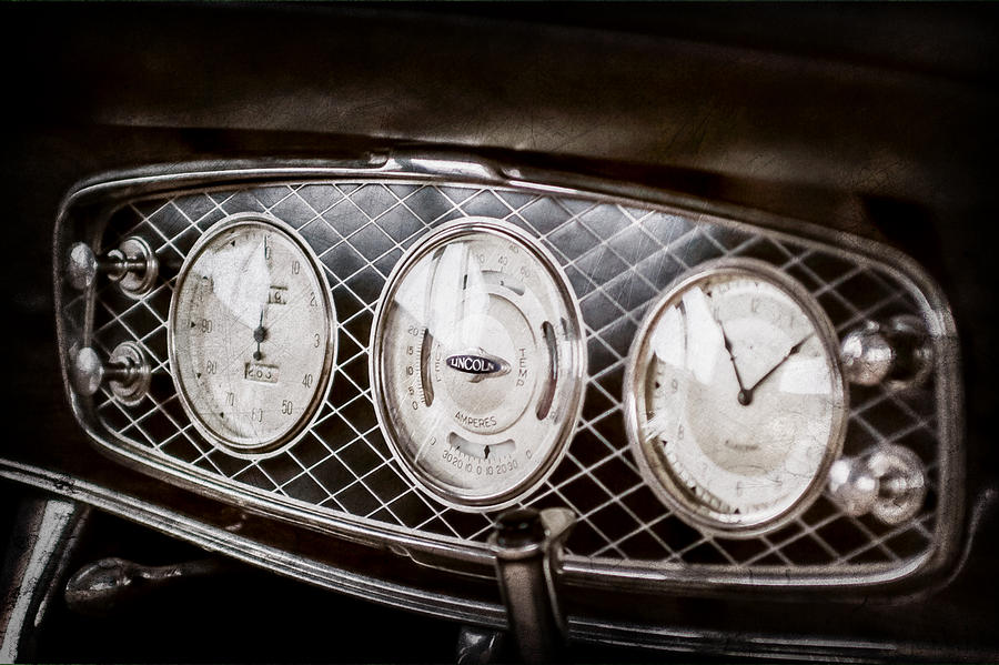 Transportation Photograph - 1933 Lincoln KB Judkins Coupe Dashboard Instrument Panel -0159ac by Jill Reger