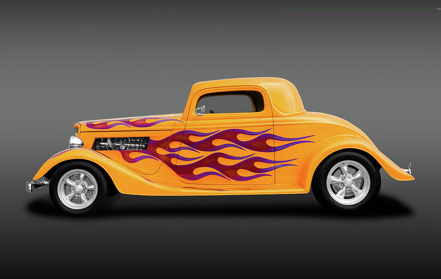 1934 Ford 3 Window Flamed Coupe  -  34ford3wincoupefa184189 Photograph by Frank J Benz