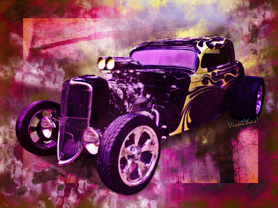 1934 Ford Coupe Hot Rod Acrylic Illustration Photograph by Chas Sinklier