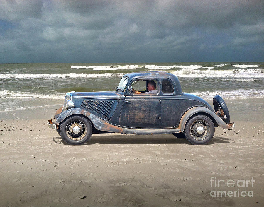 1934 Ford Coupe On The Beach Photograph by Ron Long