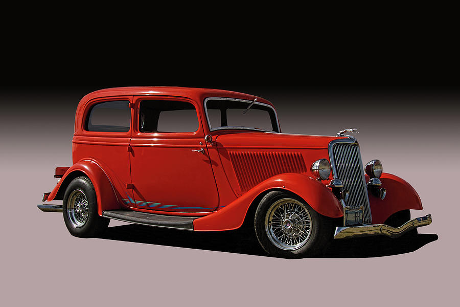 Vintage Photograph - 1934 Ford Red Two Door Sedan by Nick Gray