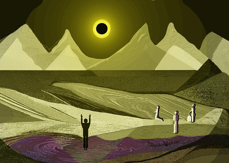 1934 - People Watching The Eclipse 2017 Digital Art by Irmgard Schoendorf Welch