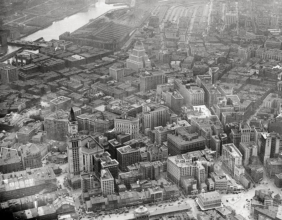 1935 Aerial view of Downtown Boston Photograph by Historic Image