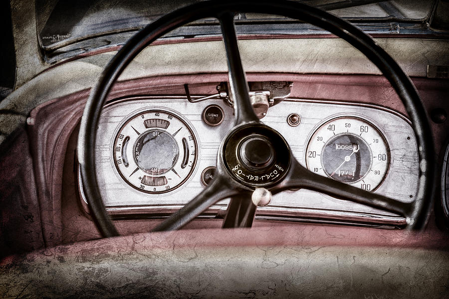 Car Photograph - 1935 Auburn 851 Supercharged Boattail Speedster Steering Wheel -0862ac by Jill Reger