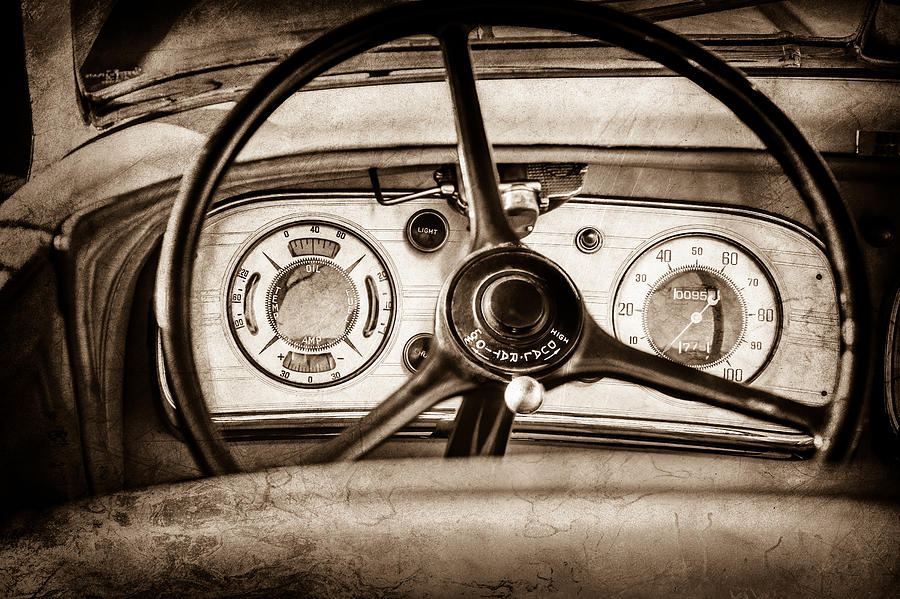 1935 Auburn 851 Supercharged Boattail Speedster Steering Wheel -0862s Photograph by Jill Reger