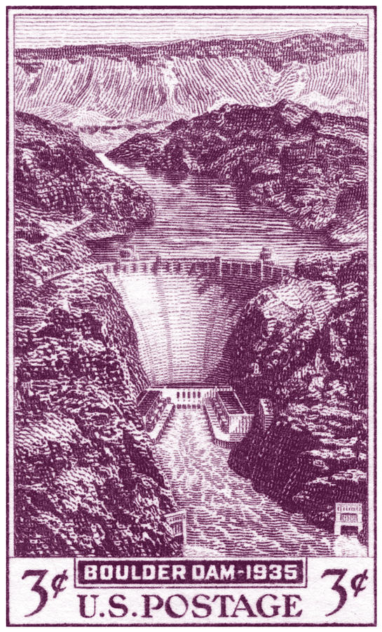 1935 Boulder Dam Stamp Painting by Historic Image