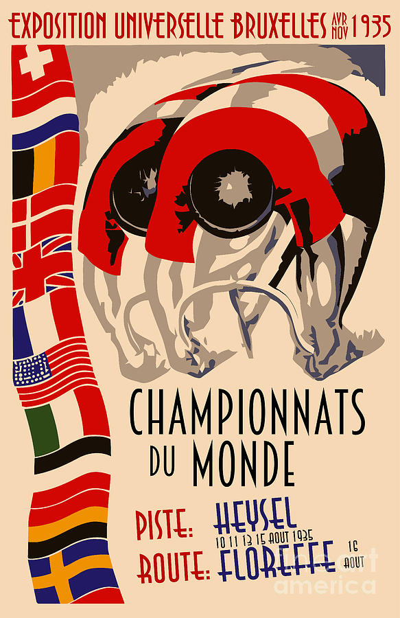 1935 Cycling World Championships Drawing by Heidi De Leeuw