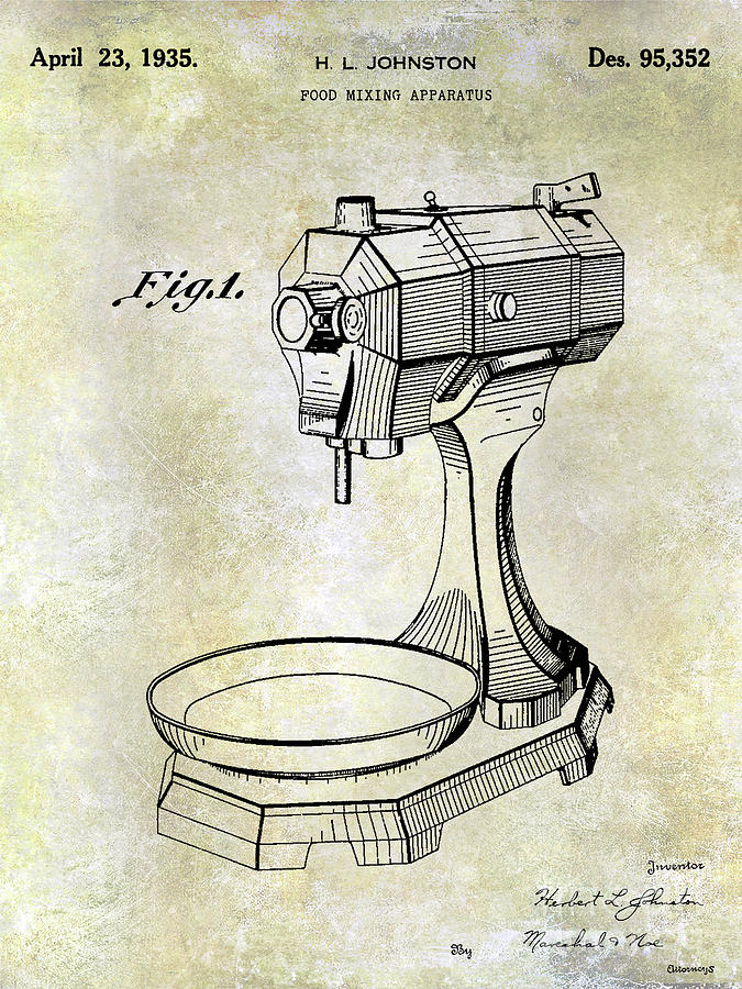 1935 Food Mixing Apparatus Patent Photograph by Jon Neidert