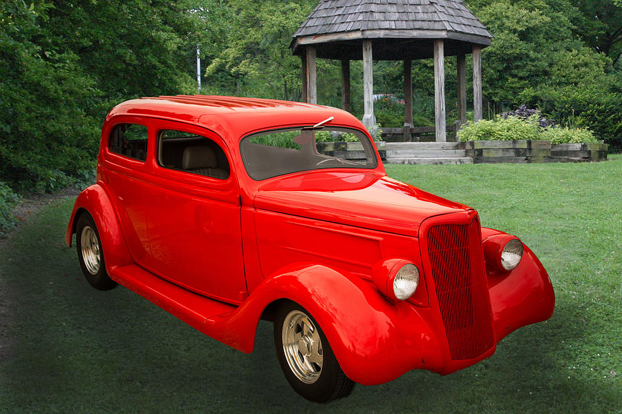 1935 Ford Classic Red Car Photograph 7151.02 Photograph by M K Miller