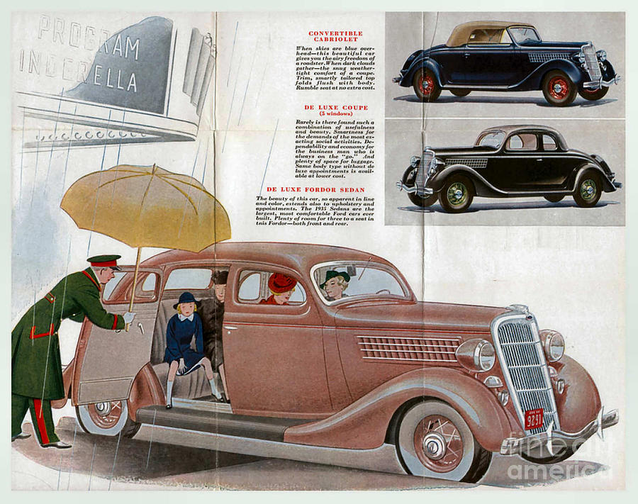 1935 Ford Foldout brochure  Painting by Vintage Collectables