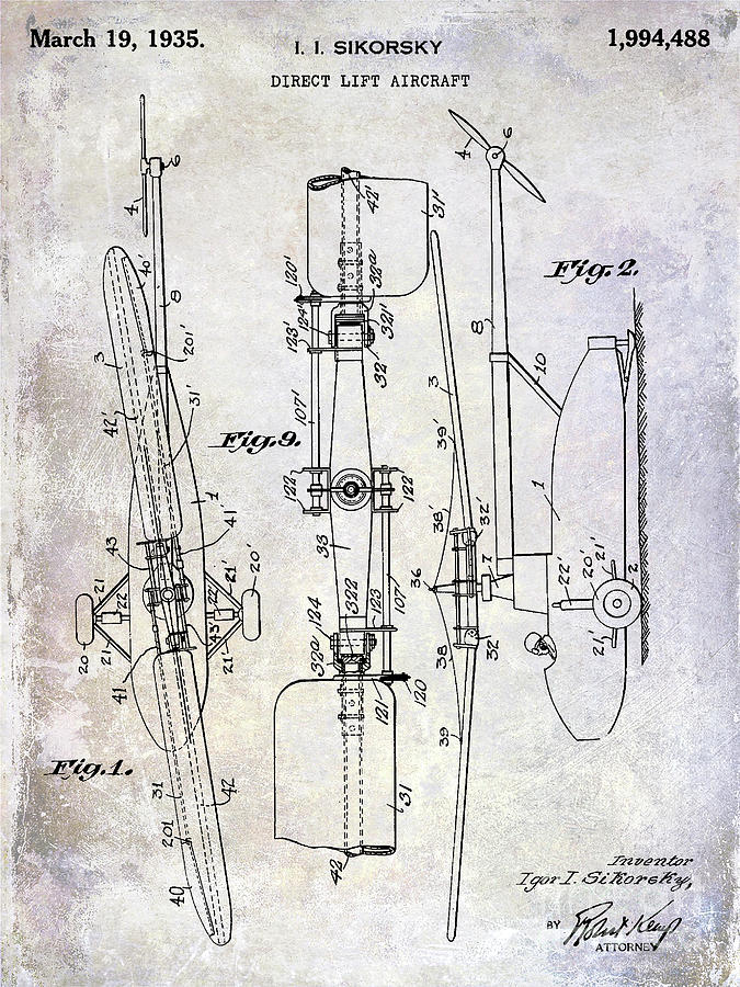 1935 Helicopter Patent  Photograph by Jon Neidert