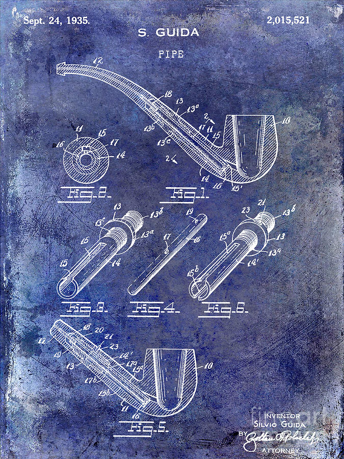 1935 Pipe Patent Blue Photograph by Jon Neidert