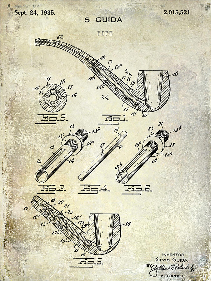 1935 Pipe Patent  Photograph by Jon Neidert